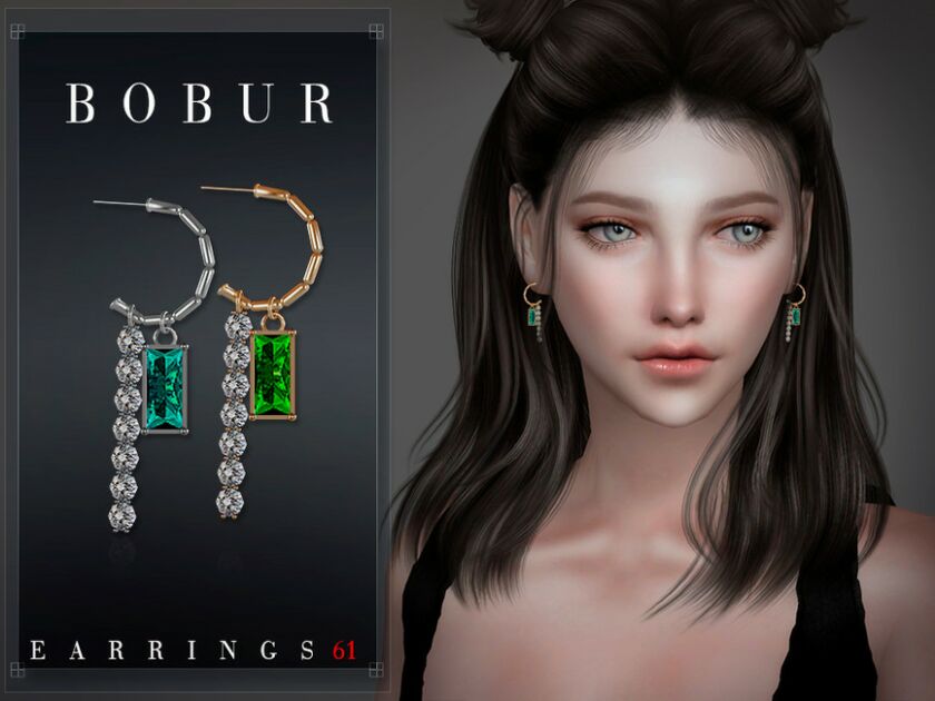 Emerald Diamond Earrings By Bobur3 3 sims 4 cc emerald diamond earrings by bobur3 2