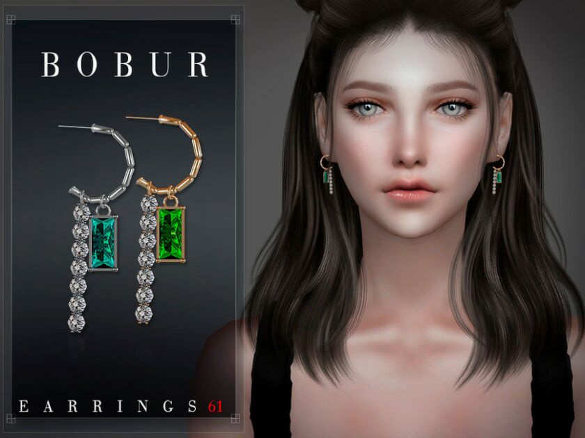 Emerald Diamond Earrings By Bobur3 2 sims 4 cc emerald diamond earrings by bobur3 3