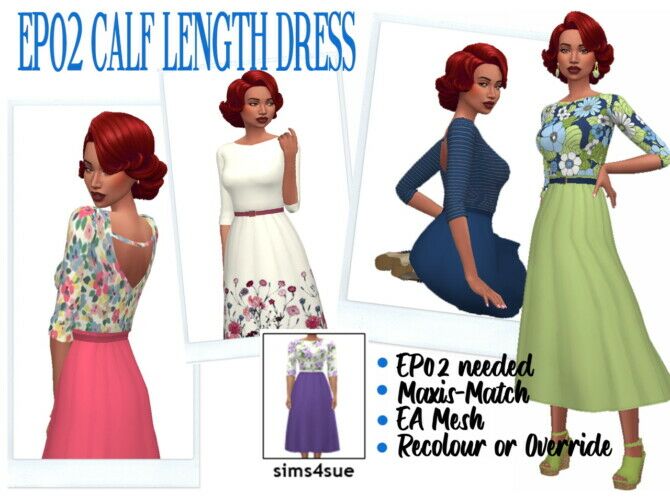 EP02 Calf-Length Dress 1 EP02 Calf-Length Dress Sims 4 CC