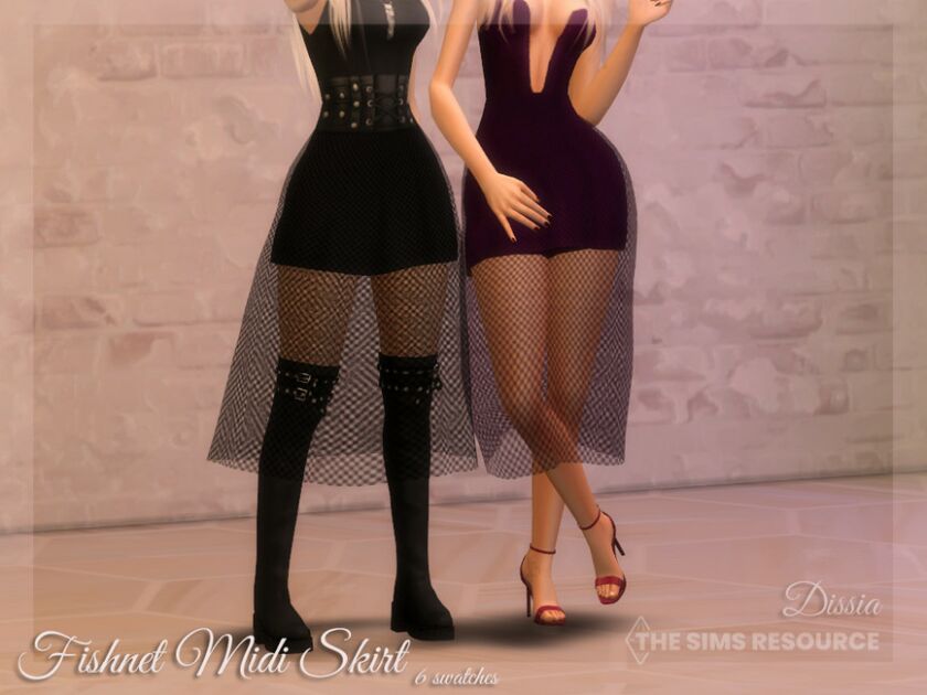 Fishnet Midi Skirt By Dissia 1 Fishnet Midi Skirt By Dissia Sims 4 CC