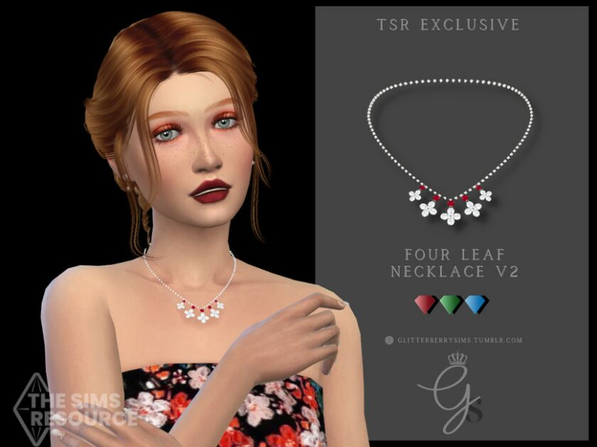 Four Leaf Necklace V2 1 Four Leaf Necklace V2 Sims 4 CC