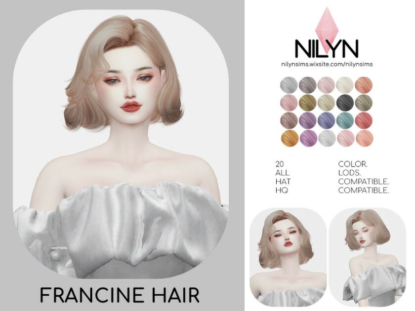 Francine Hair – NEW Mesh By Nilyn 1 Francine Hair – NEW Mesh By Nilyn Sims 4 CC