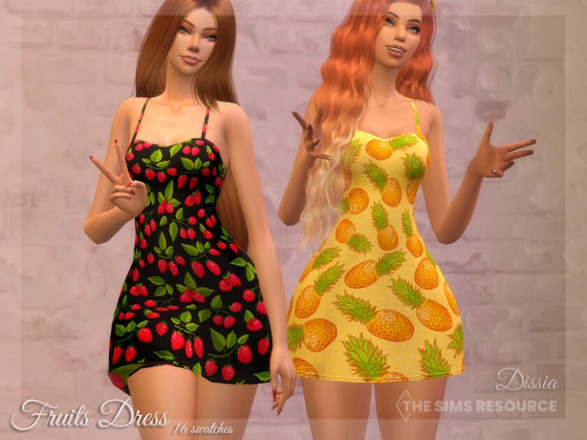 Fruits Dress By Dissia 1 Fruits Dress By Dissia Sims 4 CC