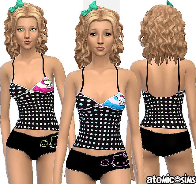 Glamsim Hello Kitty DOT Black Underwear Conversion By Atomic-Sims 1 Glamsim Hello Kitty DOT Black Underwear Conversion By Atomic-Sims Sims 4 CC