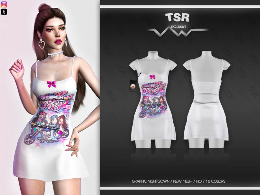 Graphic Nightgown BD534 By Busra-Tr 1 Graphic Nightgown BD534 By Busra-Tr Sims 4 CC