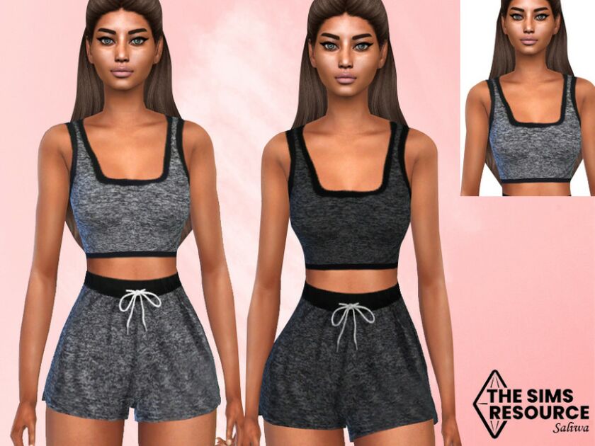 Grey Melange Athletic Tops By Saliwa 1 Grey Melange Athletic Tops By Saliwa Sims 4 CC