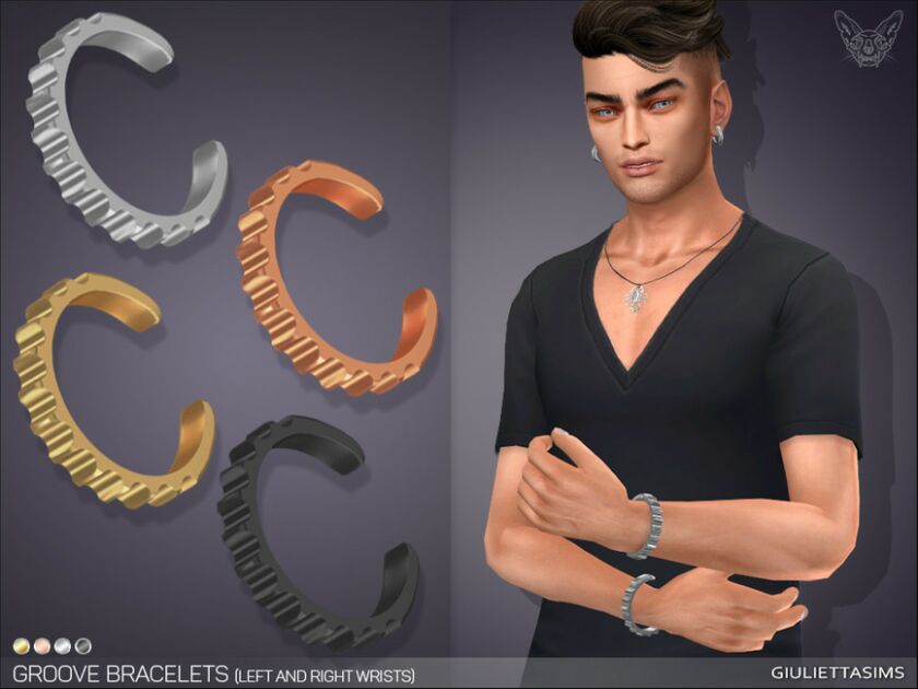 Groove Bracelet SET For MEN (Left And Right Wrists) By Feyona 1 Groove Bracelet SET For MEN (Left And Right Wrists) By Feyona Sims 4 CC