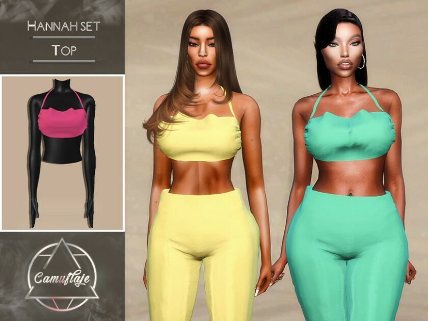 Hannah SET – TOP By Camuflaje 1 Hannah SET – TOP By Camuflaje Sims 4 CC