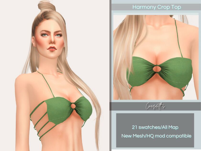 Harmony Crop TOP By Couquett 1 Harmony Crop TOP By Couquett Sims 4 CC