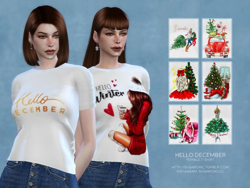 Hello December Female T-Shirt 1 Hello December Female T-Shirt Sims 4 CC