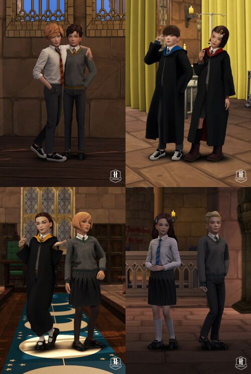 Hogwarts Uniform SET Remaster + Kids Version 4 sims 4 cc hogwarts uniform set remaster kids version at kiro by kiro 4