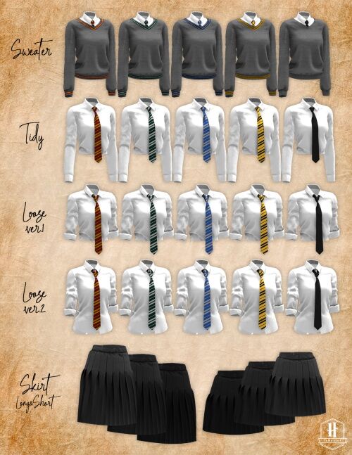 Hogwarts Uniform SET Remaster + Kids Version 5 sims 4 cc hogwarts uniform set remaster kids version at kiro by kiro 5