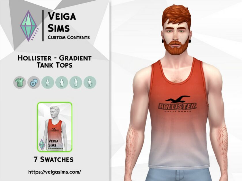 Hollister – Gradient Tank Tops 1 Hollister – Gradient Tank Tops Sims 4 CC