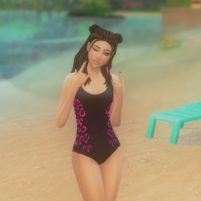 ☆ HOT Pink Leopard One-Piece ☆ 1 ☆ HOT Pink Leopard One-Piece ☆ Sims 4 CC
