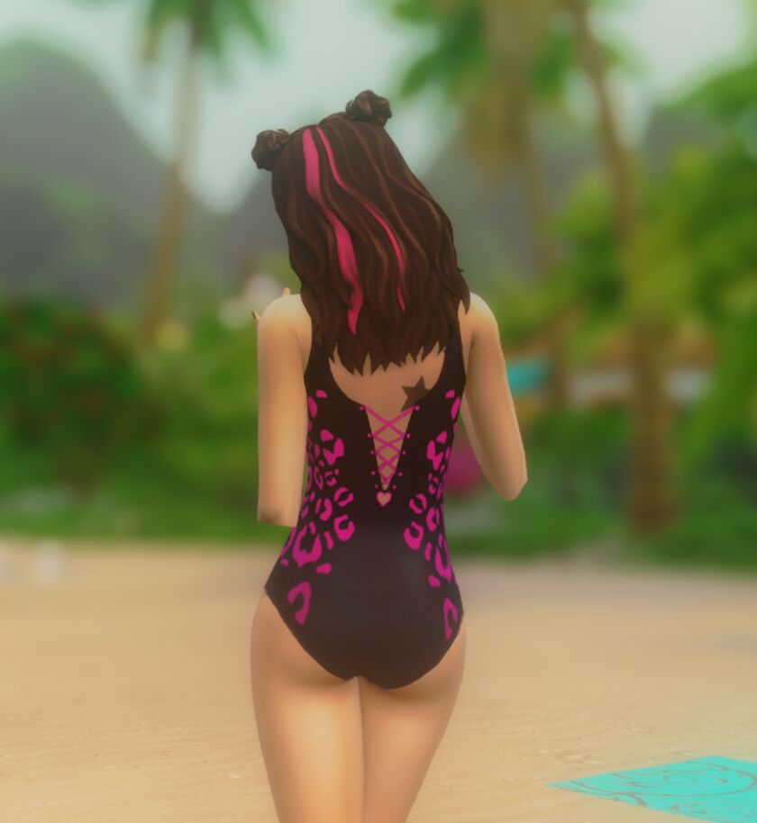 ☆ HOT Pink Leopard One-Piece ☆ 2 sims 4 cc hot pink leopard one piece 2