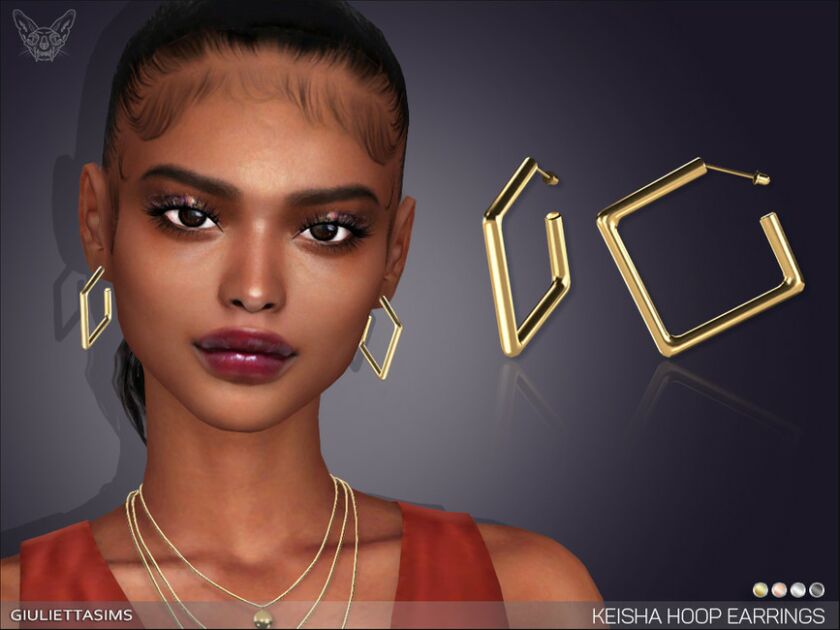 Keisha Square Hoop Earrings By Feyona 1 Keisha Square Hoop Earrings By Feyona Sims 4 CC