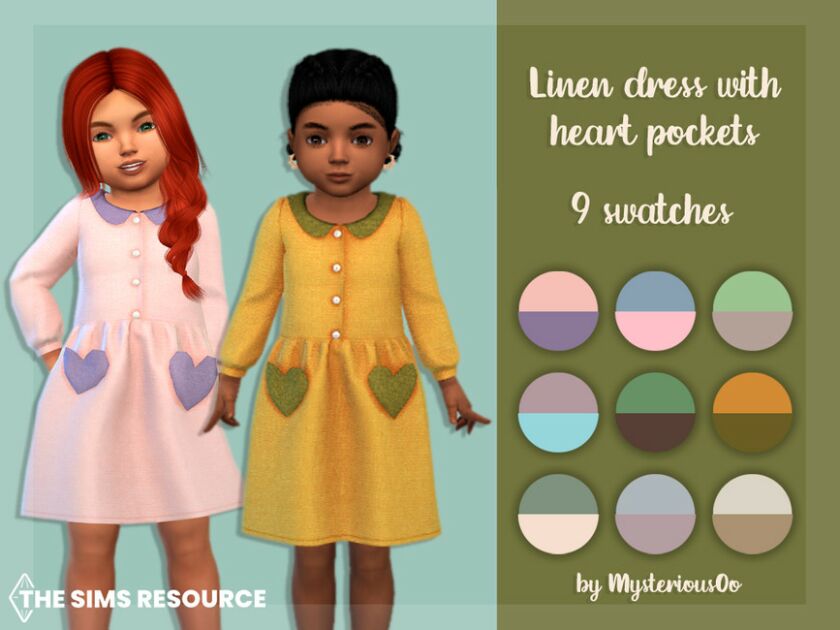 Linen Dress With Heart Pockets By Mysteriousoo 1 Linen Dress With Heart Pockets By Mysteriousoo Sims 4 CC
