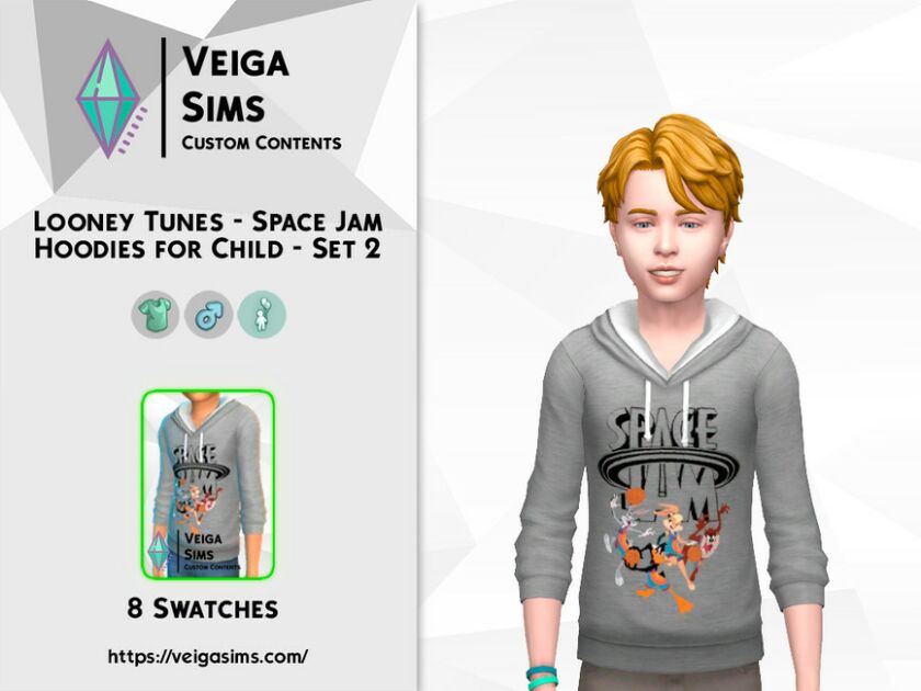 Looney Tunes – Space JAM Hoodies For Child – SET 2 1 Looney Tunes – Space JAM Hoodies For Child – SET 2 Sims 4 CC