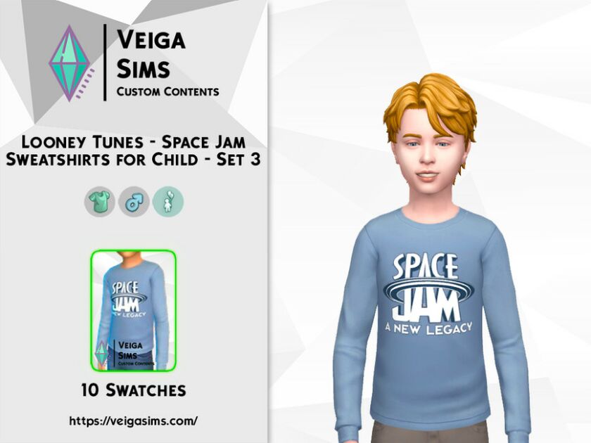 Looney Tunes – Space JAM Sweatshirts For Child 3 1 Looney Tunes – Space JAM Sweatshirts For Child 3 Sims 4 CC