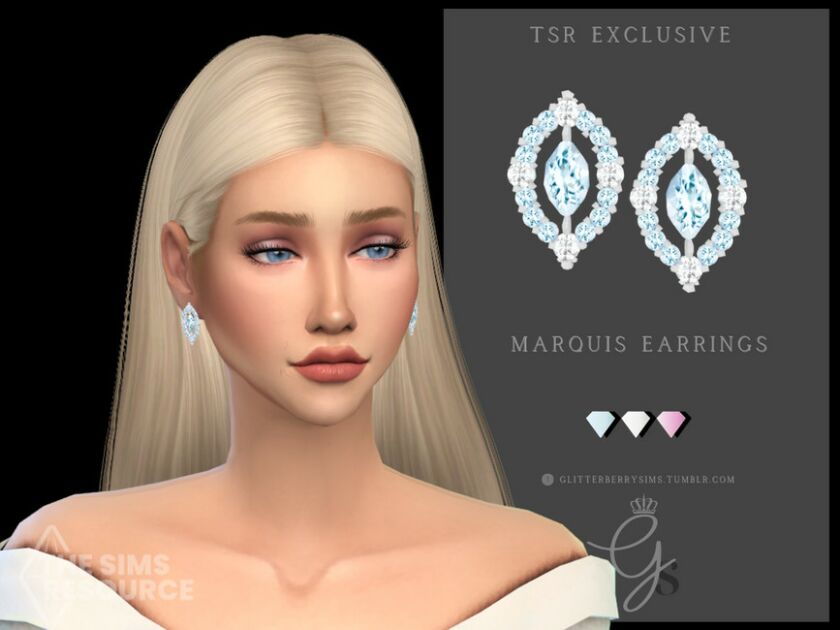 Marquis Earrings By Glitterberryfly 1 Marquis Earrings By Glitterberryfly Sims 4 CC