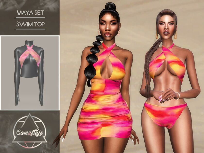 Maya SET – Swim TOP By Camuflaje 1 Maya SET – Swim TOP By Camuflaje Sims 4 CC