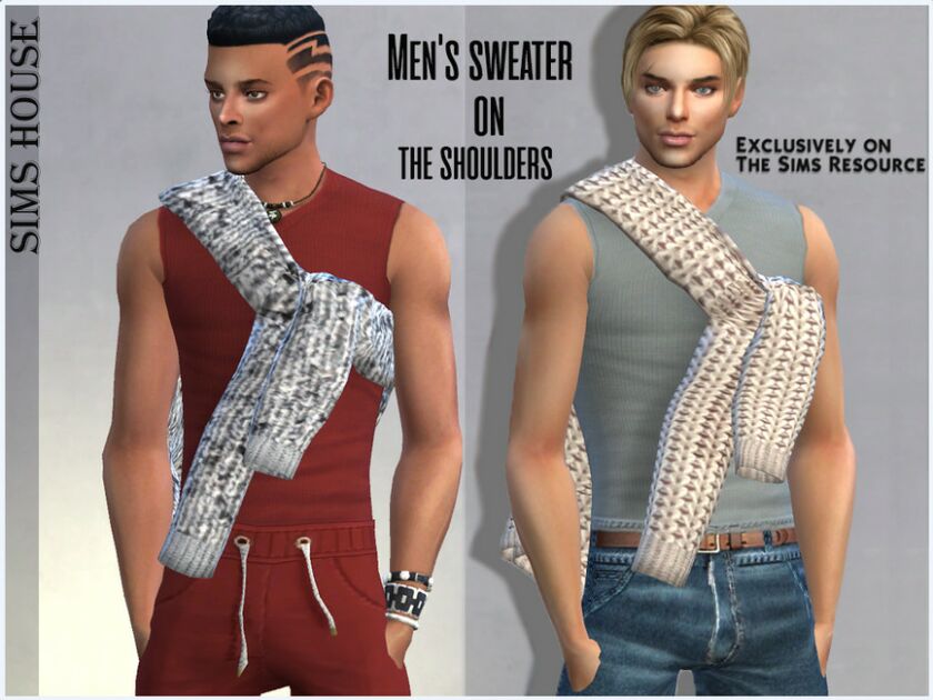 Men’S Sweater ON The Shoulders 1 Men’S Sweater ON The Shoulders Sims 4 CC