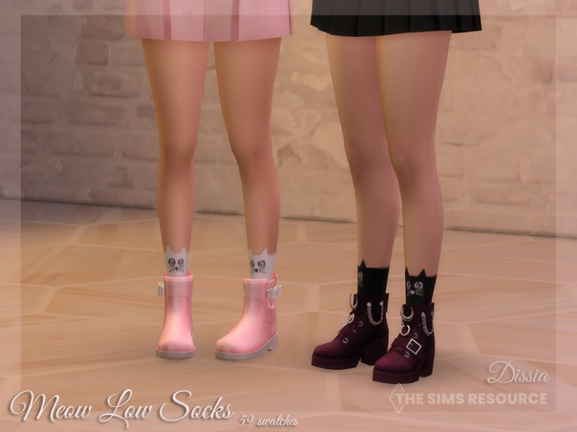 Meow LOW Socks By Dissia 1 Meow LOW Socks By Dissia Sims 4 CC