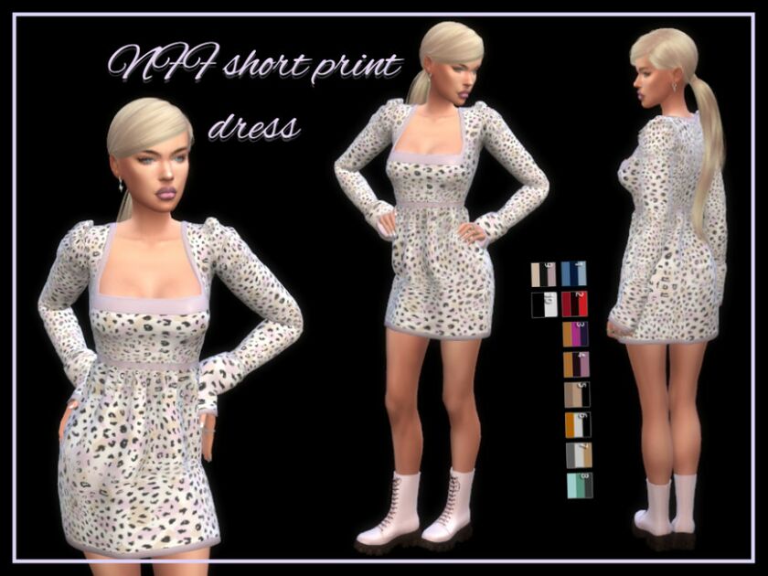 NFF Short Print Dress By Nadiafabulousflow 1 NFF Short Print Dress By Nadiafabulousflow Sims 4 CC