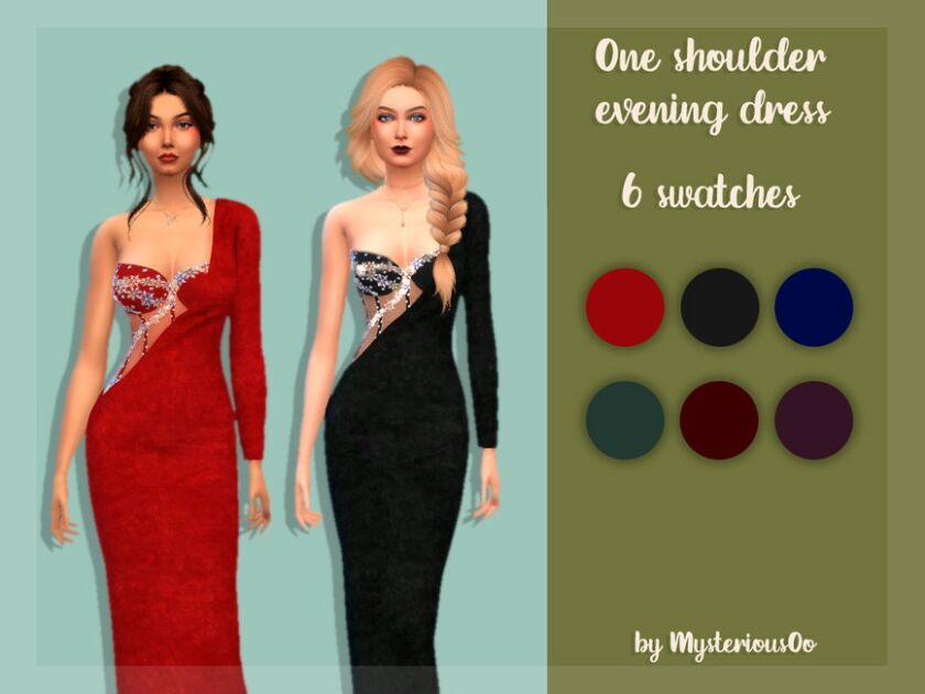 ONE Shoulder Evening Dress By Mysteriousoo 1 ONE Shoulder Evening Dress By Mysteriousoo Sims 4 CC