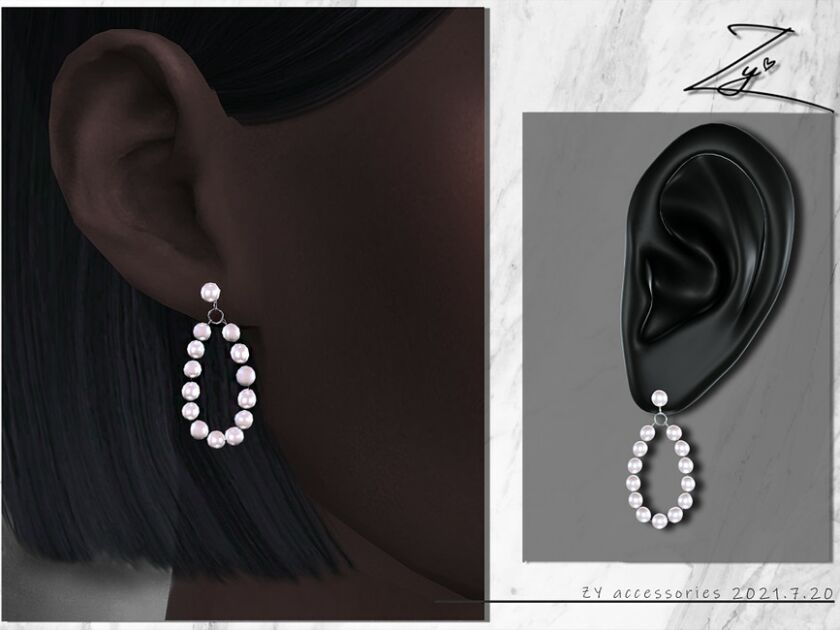 Pearl Earrings_Zy By _ZY 1 Pearl Earrings_Zy By _ZY Sims 4 CC