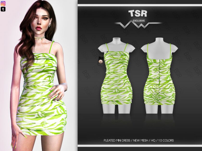 Pleated Mini Dress BD523 By Busra-Tr 1 Pleated Mini Dress BD523 By Busra-Tr Sims 4 CC