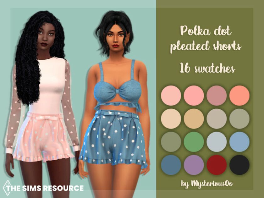 Polka DOT Pleated Shorts By Mysteriousoo 1 Polka DOT Pleated Shorts By Mysteriousoo Sims 4 CC