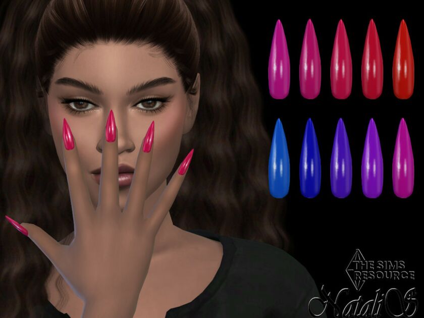 Red-Blue Palette Stiletto Nails By Natalis 2 sims 4 cc red blue palette stiletto nails by natalis 2