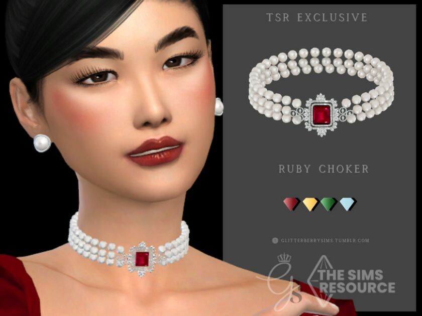 Ruby Choker By Glitterberryfly 1 Ruby Choker By Glitterberryfly Sims 4 CC