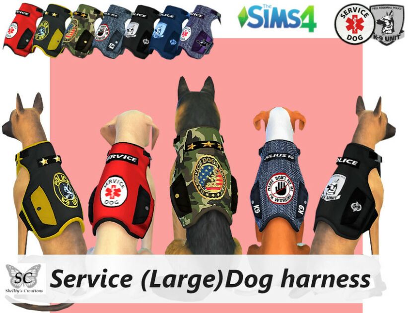 Service (Large) DOG Harness By Shellty 1 Service (Large) DOG Harness By Shellty Sims 4 CC