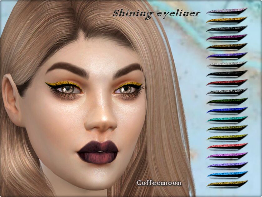 Shining Glitter Eyeliner By Coffeemoon 1 Shining Glitter Eyeliner By Coffeemoon Sims 4 CC