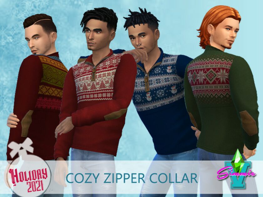 Simmiev Holiday21 Cozy ZIP Collar By Simmiev 1 Simmiev Holiday21 Cozy ZIP Collar By Simmiev Sims 4 CC