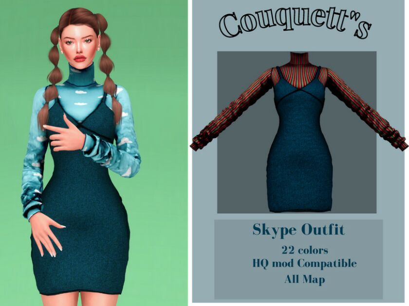 Skyper Outfit By Couquett 1 Skyper Outfit By Couquett Sims 4 CC