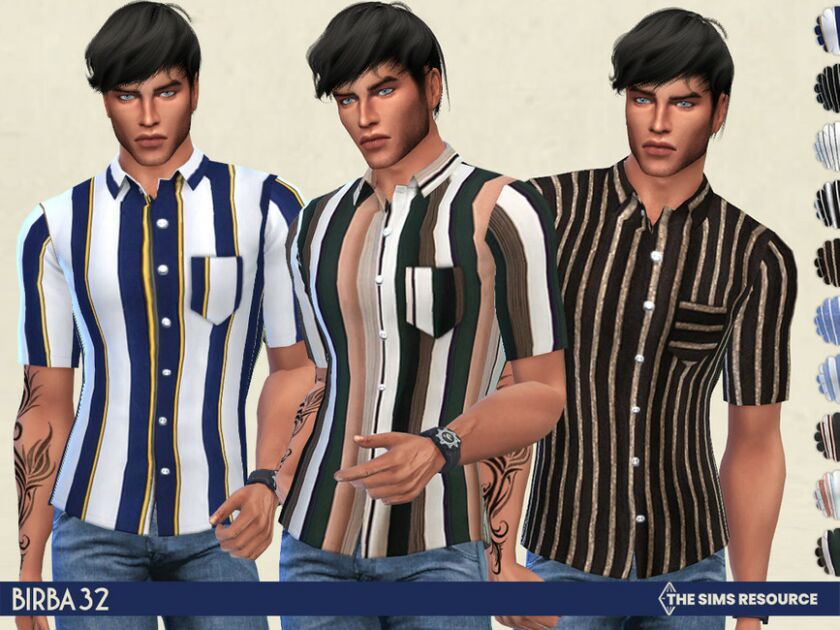 Stripes Shirts For MAN By Birba32 1 Stripes Shirts For MAN By Birba32 Sims 4 CC