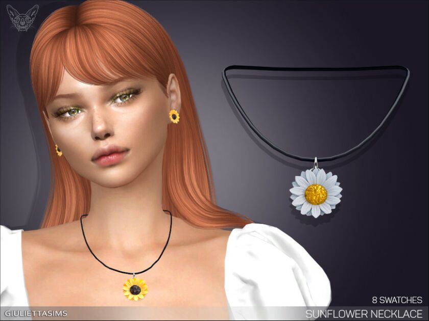 Sunflower Daisy Necklace By Feyona 1 Sunflower Daisy Necklace By Feyona Sims 4 CC