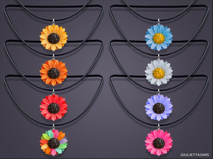 Sunflower Daisy Necklace By Feyona 2 sims 4 cc sunflower daisy necklace by feyona 2