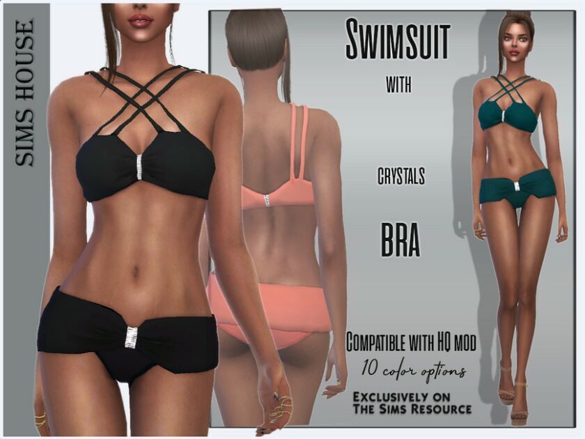 Swimsuit With Crystals TOP 1 Swimsuit With Crystals TOP Sims 4 CC