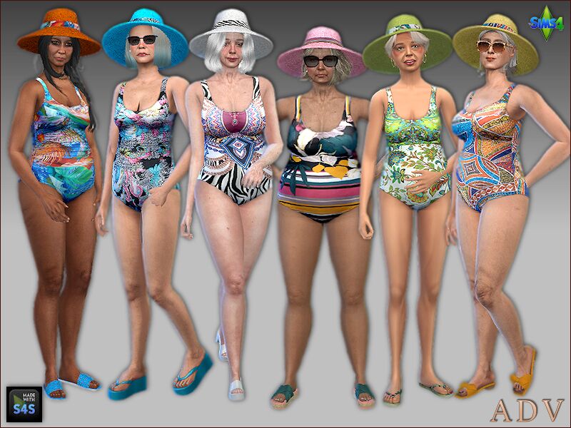 Swimsuits And Hats For Seniors 1 Swimsuits And Hats For Seniors Sims 4 CC