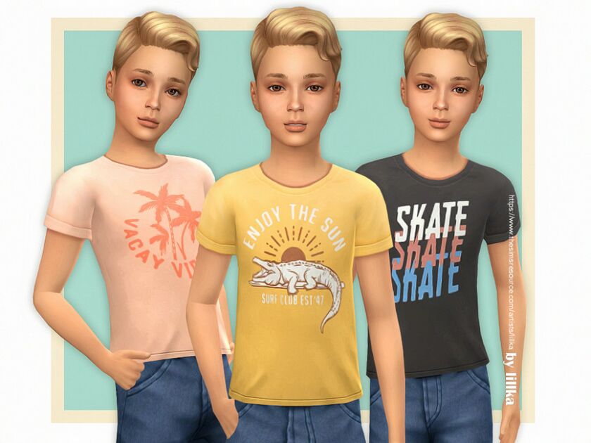 T-Shirt Collection For Boys P22 By Lillka 1 T-Shirt Collection For Boys P22 By Lillka Sims 4 CC