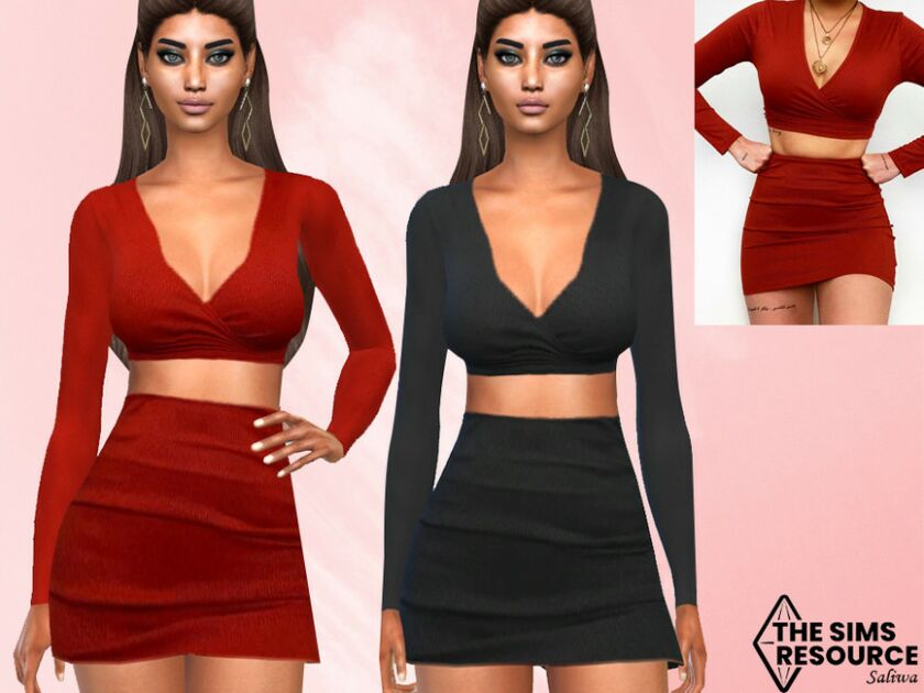 TWO Piece Skirt Outfit By Saliwa 1 TWO Piece Skirt Outfit By Saliwa Sims 4 CC