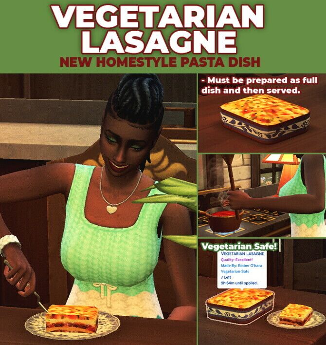 Vegetarian Lasagne Custom Recipe 1 Vegetarian Lasagne Custom Recipe Sims 4 CC
