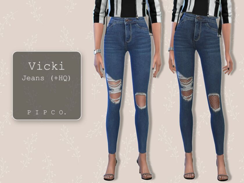 Vicki Jeans (Ripped). By Pipco 1 Vicki Jeans (Ripped). By Pipco Sims 4 CC
