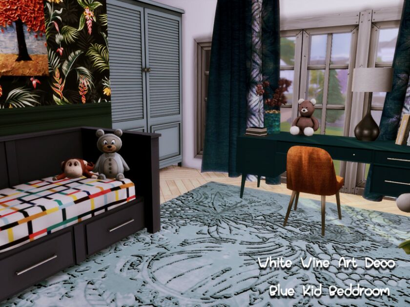 White Wine ART Deco Blue KID Bedroom- Only TSR CC By Genkaiharetsu 1 White Wine ART Deco Blue KID Bedroom- Only TSR CC By Genkaiharetsu Sims 4 CC