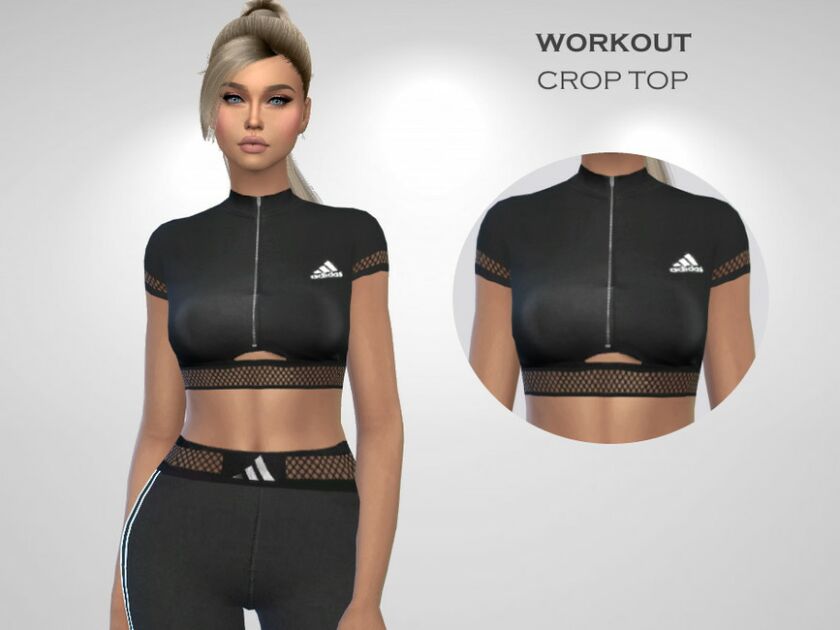 Workout Crop TOP (SET) By Puresim 1 Workout Crop TOP (SET) By Puresim Sims 4 CC