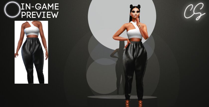 Wrap Around TOP & Leather Bottoms 3 sims 4 cc wrap around top leather bottoms 2